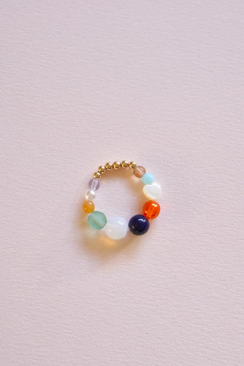 Eleganter Boule Ring in Seafoam und Opalweiß