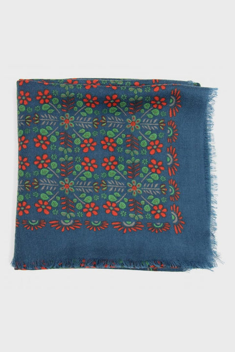 Quadratischer Wollschal blau 100x100 cm