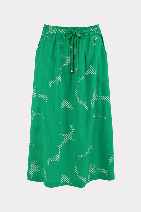 Seersucker Rock aus Baumwolle in Grün und Creme