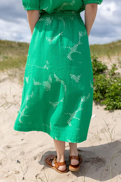 Grüner Seersucker Rock Rückansicht Baumwolle