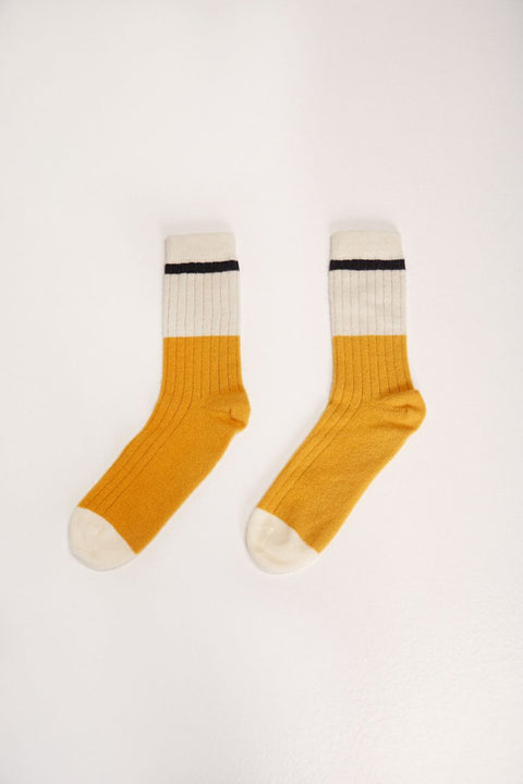 Wollsocken Bicolor Senf, Weiß und Schwarz von Suite13Lab