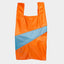 Sustainable Shopping Bag Made from Recycled Nylon in Neon Orange and Light Blue