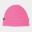 Danewarm Thoughts Beanie Danefae Spicy Pink – Detailansicht intensiver Pinakzent auf feinem Merinostrick