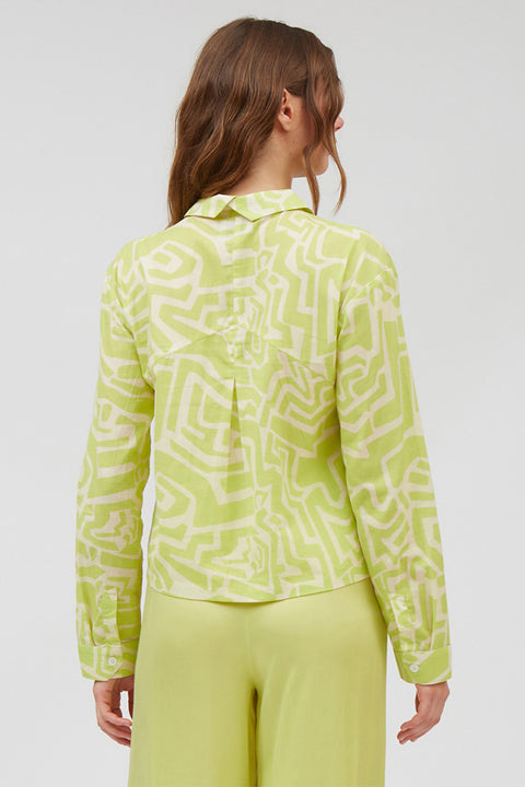 Trendiges Hemd mit Lime-Farbe und Geo-Print