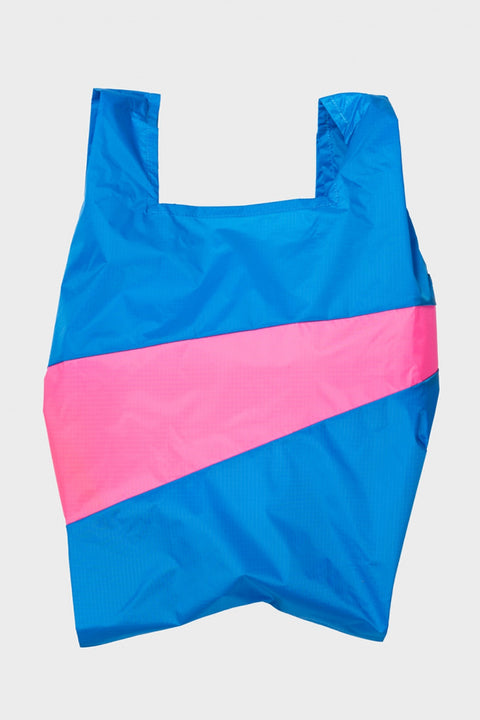 Nachhaltige Susan Bijl Einkaufstasche in Wasserblau und Neonpink
