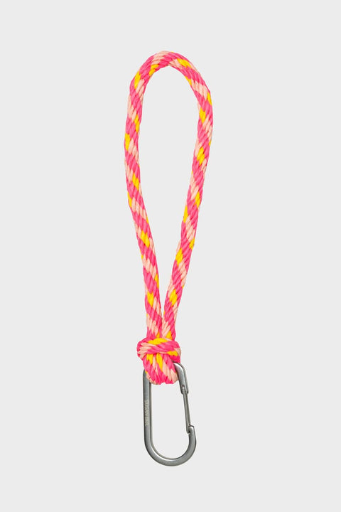 Kumihimo-Schlüsselanhänger mit Karabiner in Neonpink, Rosa und Gelb