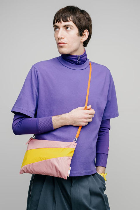 Hellrosa Gelbe Medium Crossbody Tasche leicht