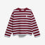 FRANKAA Bold Sweatshirt von ARMEDANGELS – dreifarbiger Streifen in Velvet Red, Soft Blue und Undyed