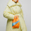 Small Lightweight Shopping Bag Orange Light Blue Ripstop Nylon