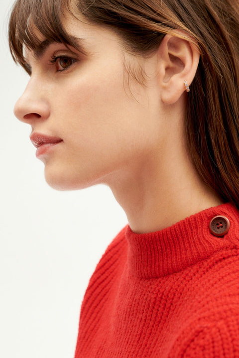 Damenpullover von Thinking Mu - Eleganter Pullover mit extrafeiner Wolle in auffälligem Rot