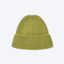 Thinking Mu Ruby Pistachio Wool Beanie – Seitenansicht, gedämpftes Pistaziengrün, Rippenstrick