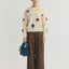 Masia Candela Knitted Sweater von Thinking Mu, 100% Extrafine Merino Wool, cremeweiß, Rundhalsausschnitt, normale Passform