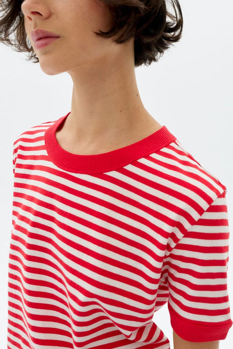 Nachhaltiges Damen-T-Shirt mit Rundhalsausschnitt und Rippstrick