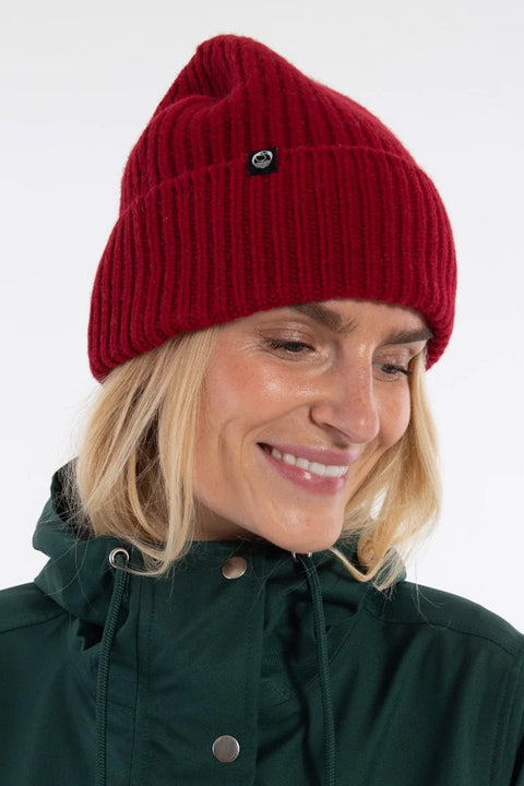 Danewarm Thoughts Merino Beanie Danefae in Dunkelrot, klassischer Winterton, 100% Merinowolle