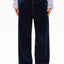 Dunkelblaue Damen-Cordhose mit weitem Bein