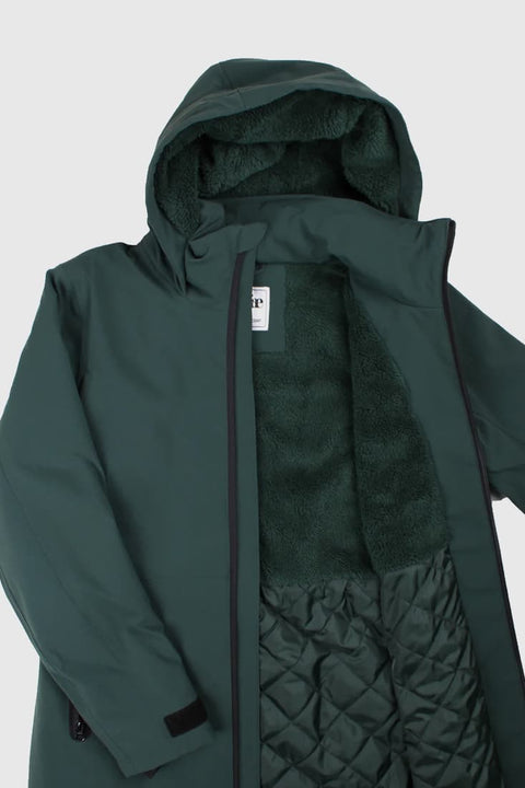 Warmer Wintermantel in Dunkelgrün mit Fleece-Futter