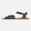 Retro-Sandale Mit rostbeständigen Schnallen Navy aus 100% Leder