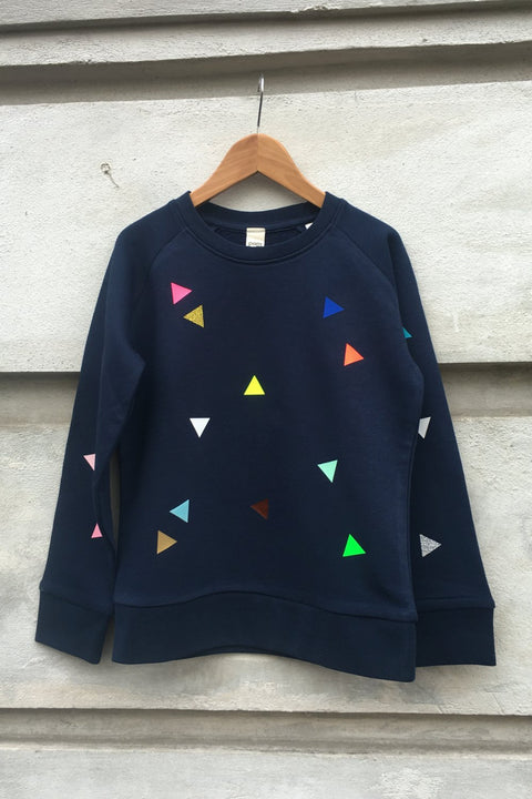POM Dreieck blau Sweatshirt Baumwolle made in Berlin KIDS