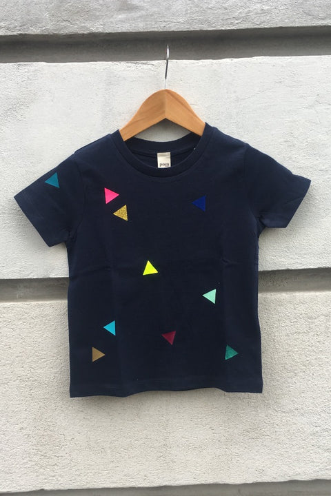 POM Berlin - T-Shirt Dreiecke Blau - KIDS