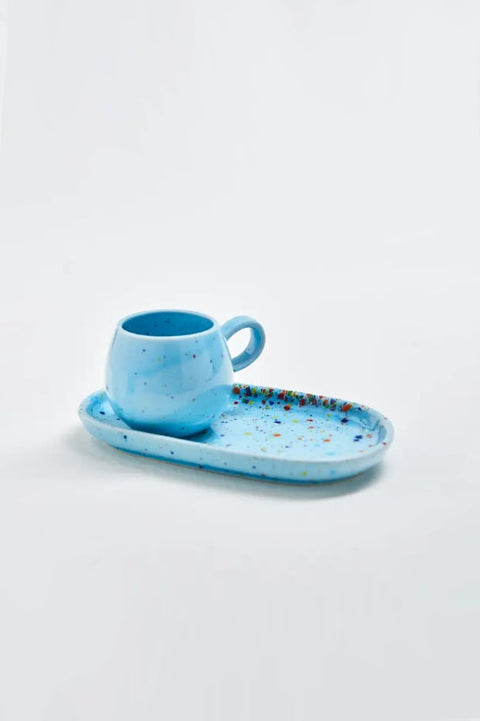 Espresso Becher aus Keramik in Blau 90ml